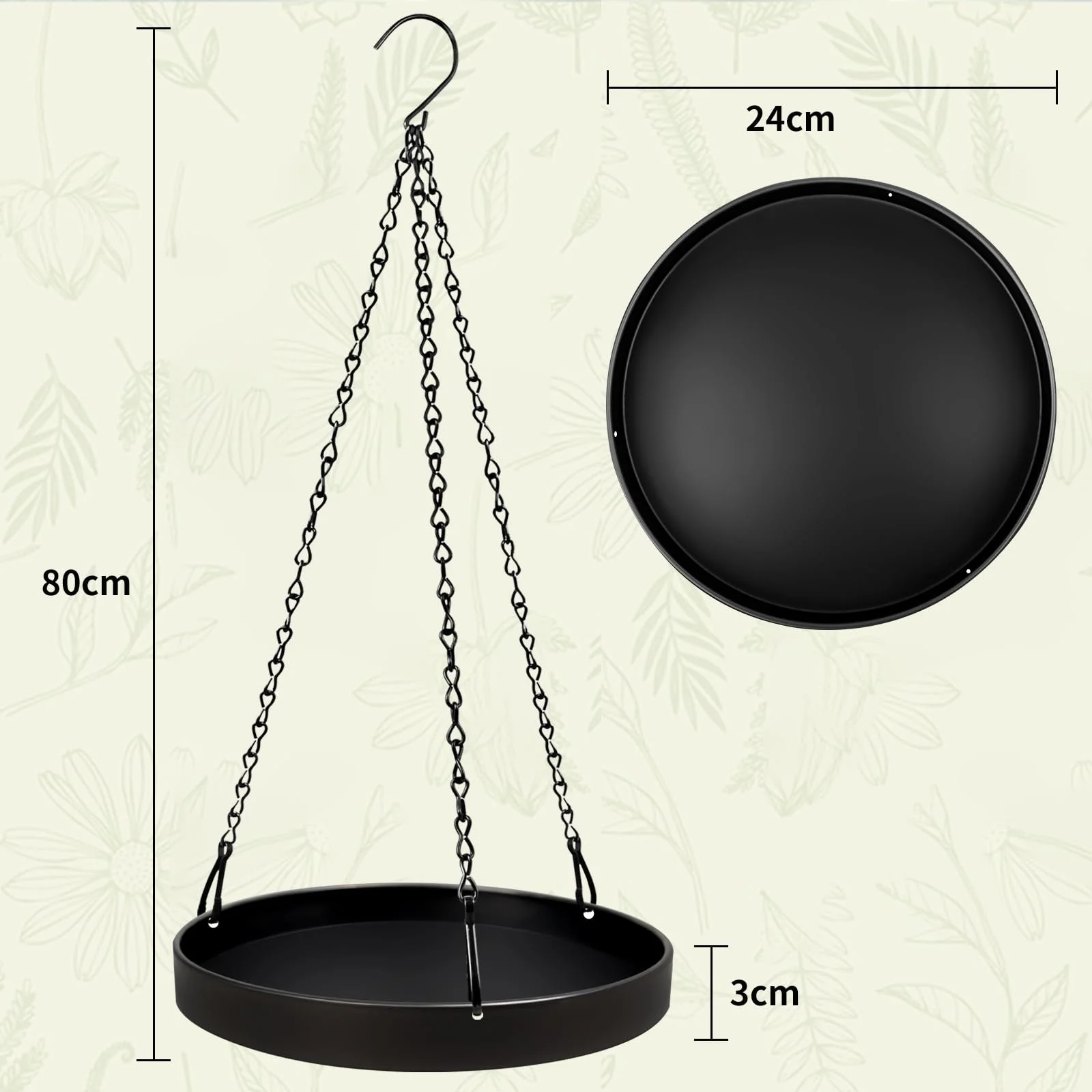 Подвесные кашпо Набор 2 шт Металлические С цепью Черные, фото №4 Подвесные кашпо Набор 2 шт Металлические С цепью Черные, фото №4
