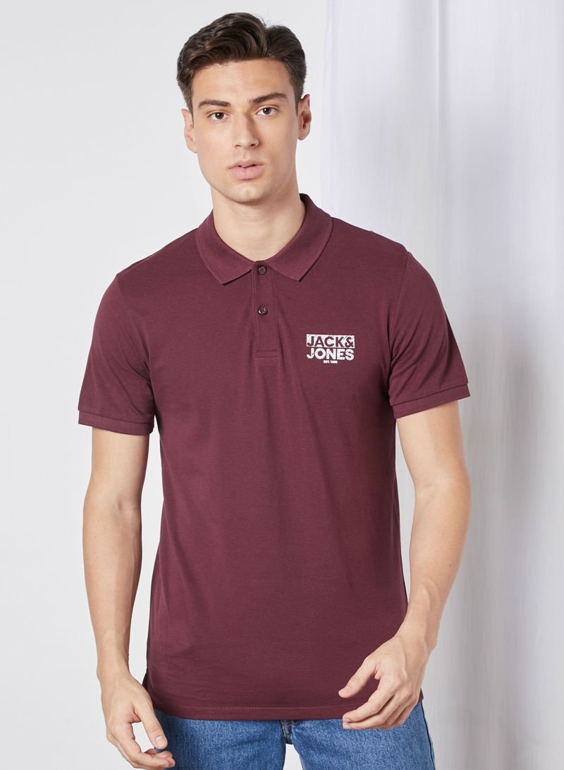 Поло JJHERO POLO SS CAT 12175087 Port Royale Jack&Jones Бордовий S, фото №1