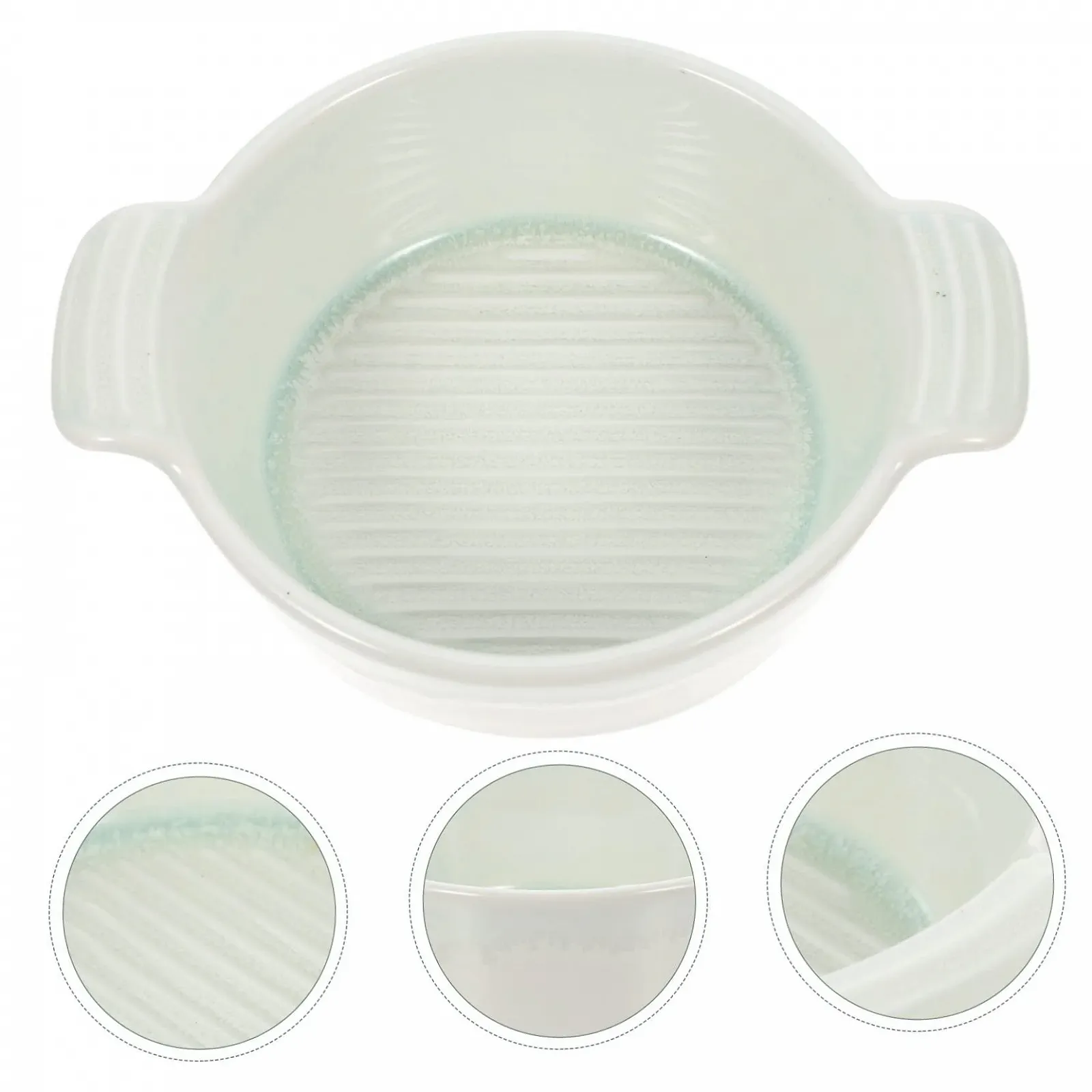 Форма для выпекания Luxshiny керамическая круглая с двумя ручками зеленая, фото №6