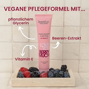 Крем для рук Jean & Len I Love You Berry Much для нормальной и сухой кожи рук, увлажняет, быстро впитывается, веганский, 75 мл synthetic.ua - Фото 1