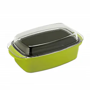 Гусятница Relaxdays с крышкой-формой алюминиевая с антипригарным покрытием 5 л зеленая - Фото 1