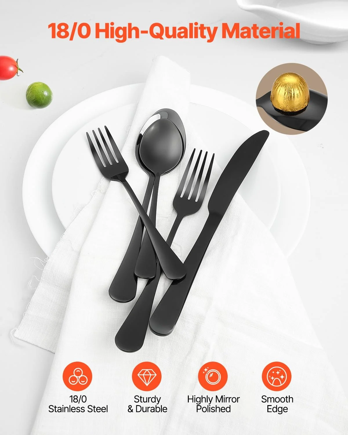 Набор столовых приборов VEVOR на 6 персон, 30 предметов, из пищевой нержавеющей стали, фото №3