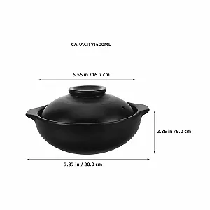 Горщик для запікання Healifty глиняний теракотовий з кришкою термостійкий 600 мл synthetic.ua - Фото 1