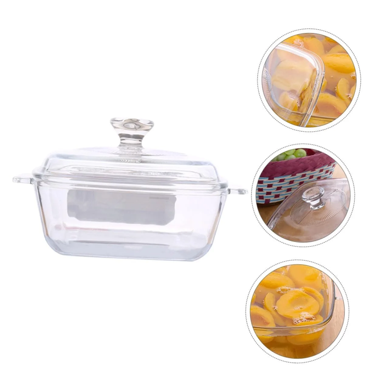 Стеклянная миска Прямоугольная Термостойкая с крышкой Ударопрочная, фото №9