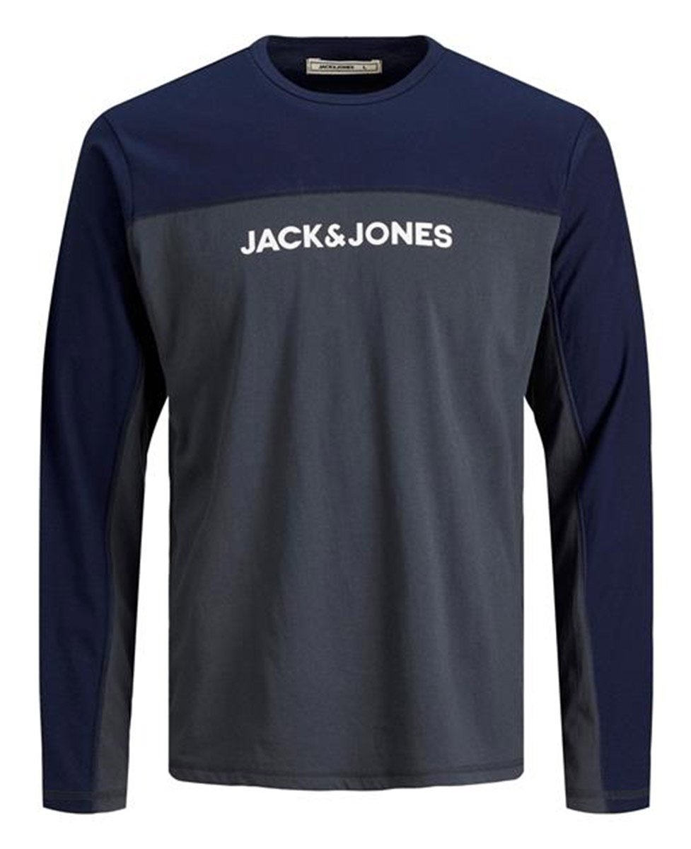 Футболка Jack & Jones LW LS TEE 12194777 с длинными рукавами асфальтово-темно-серая 2XL, фото №1