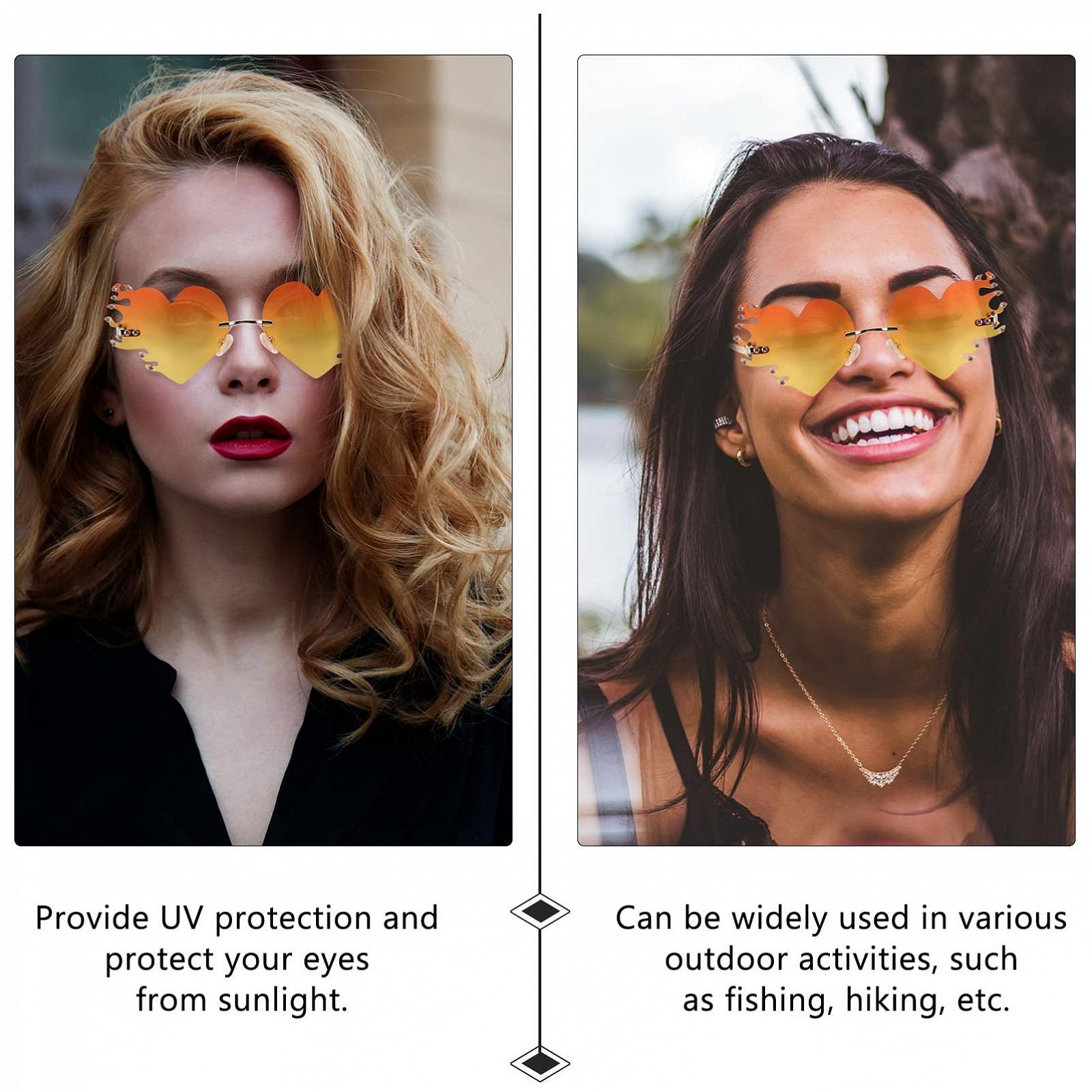 Сонцезахисні окуляри У формі полум'я, Набір 2 шт, Метал, помаранчевий, фото №6