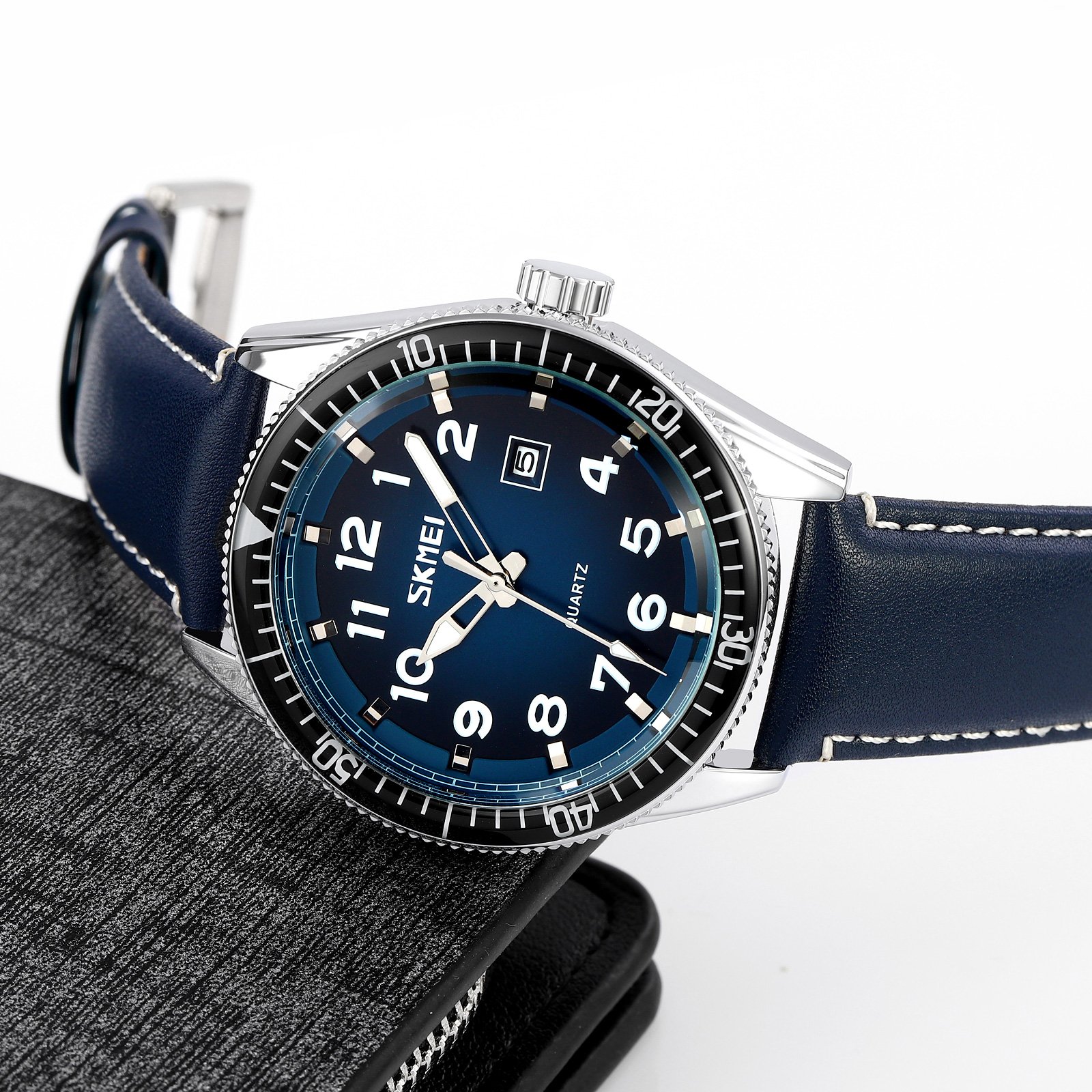 Годинник Skmei 9232LSIBU Silver-Blue-Leather Strap, фото №4