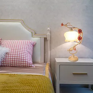 LED Настільна лампа Нічник Rose керамічна троянда ручної роботи synthetic.ua - Фото 1