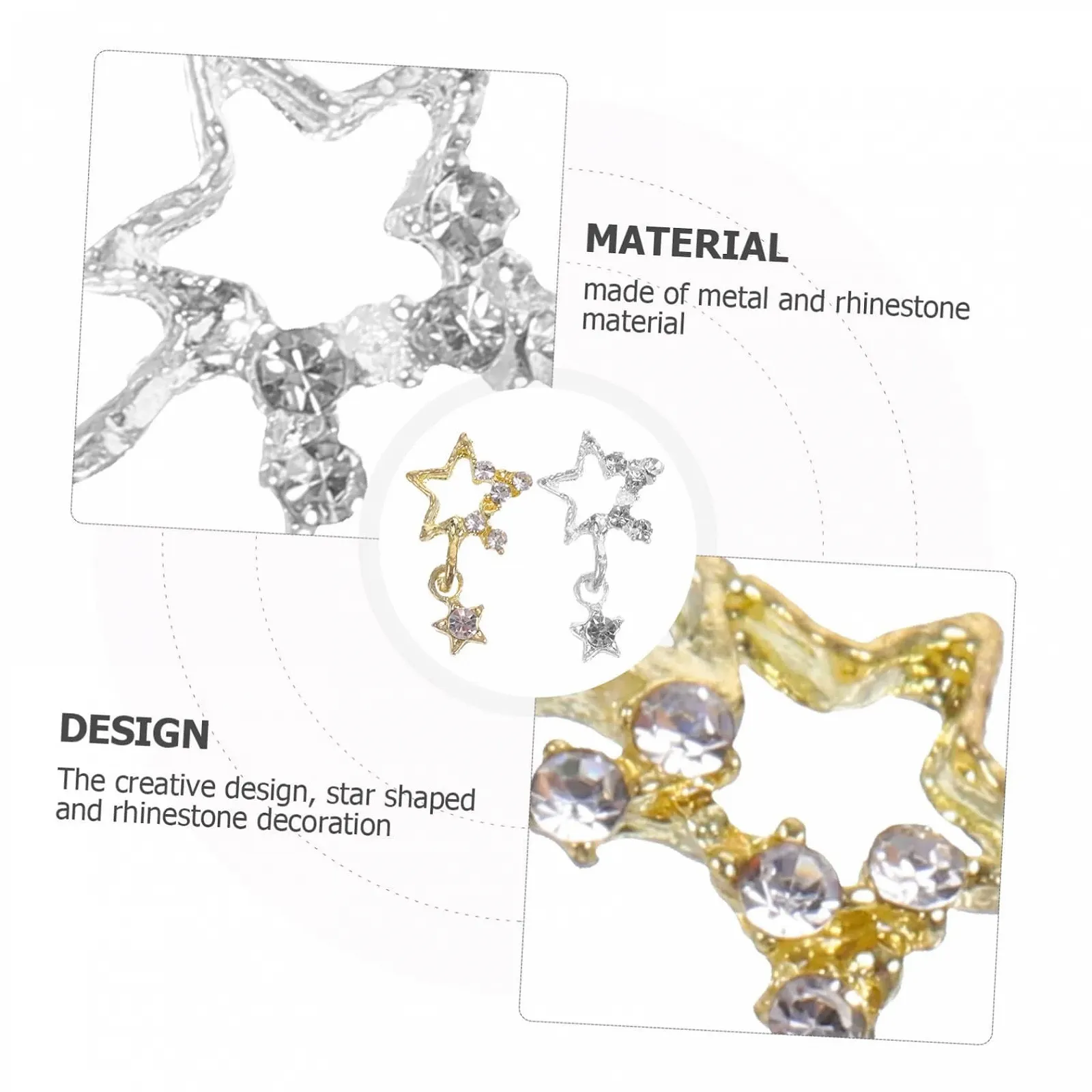 Подвеска для ногтей FRCOLOR 3D Стразы для маникюра 30 шт. Звезды, фото №7