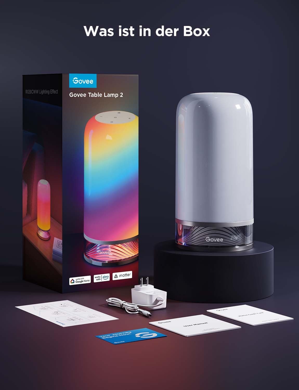 Настільна лампа Govee Touch Dimmable RGBICWW Alexa Matter 500 лм 2700-6500K, фото №9