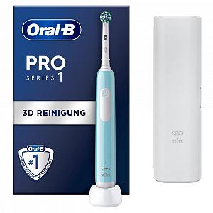 Зубна щітка електрична Oral-B Pro Series 1, 3 режими, датчик тиску, дорожній футляр, синій - Фото 1