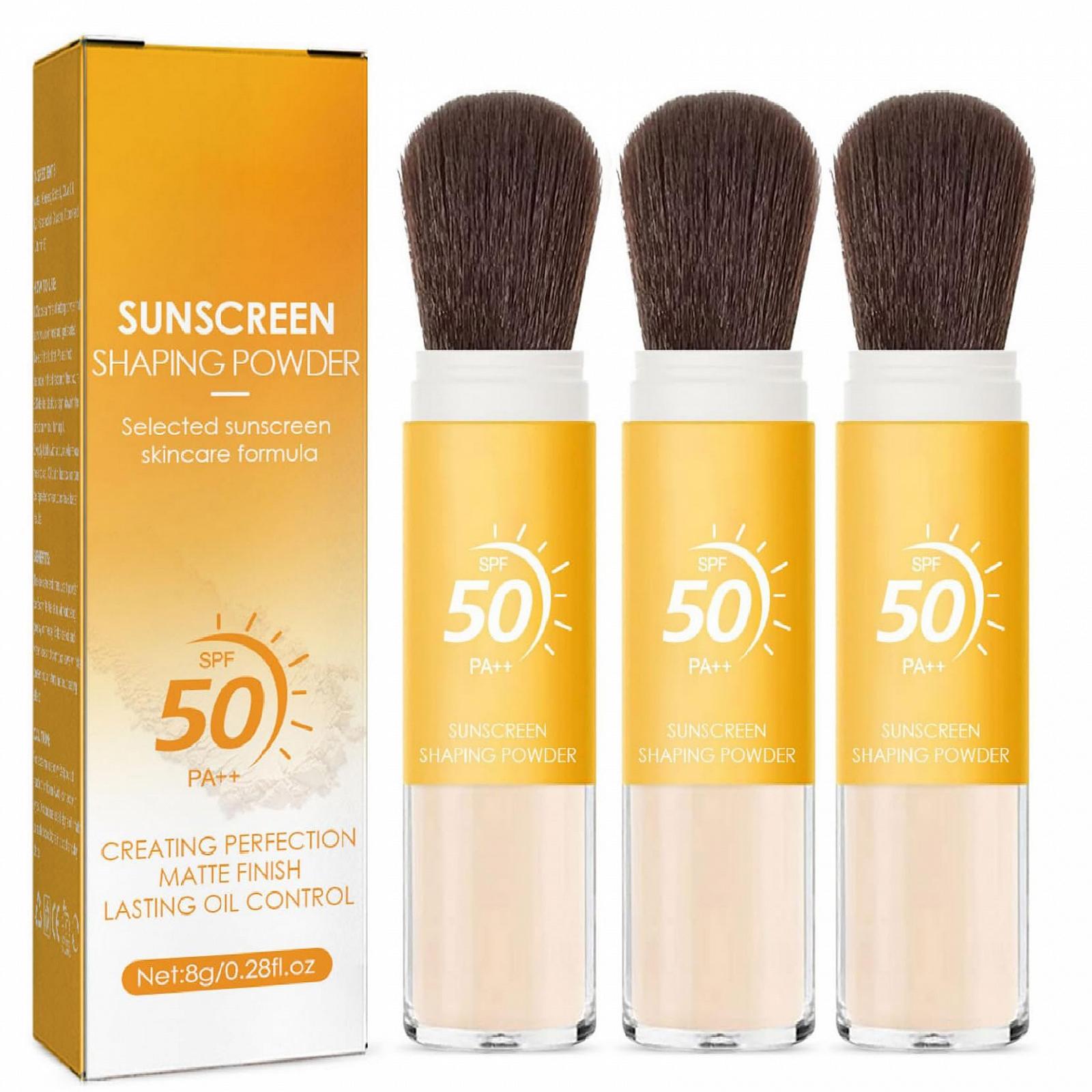 Пудра сонцезахисна мінеральна SPF50 PA++ з пензлем, розсипчаста, прозора, фото №1