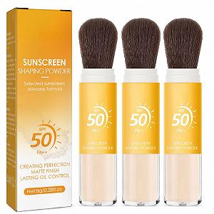 Пудра сонцезахисна мінеральна SPF50 PA++ з пензлем, розсипчаста, прозора - Фото 1