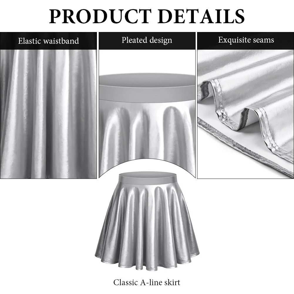 Спідниця Aomig Плісирована Металік Сріблястий, фото №4
