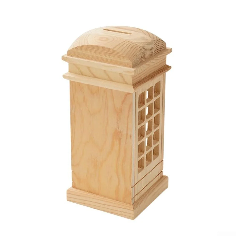Скарбничка Wooden Telephone Booth Wood Color Paintable, фото №1