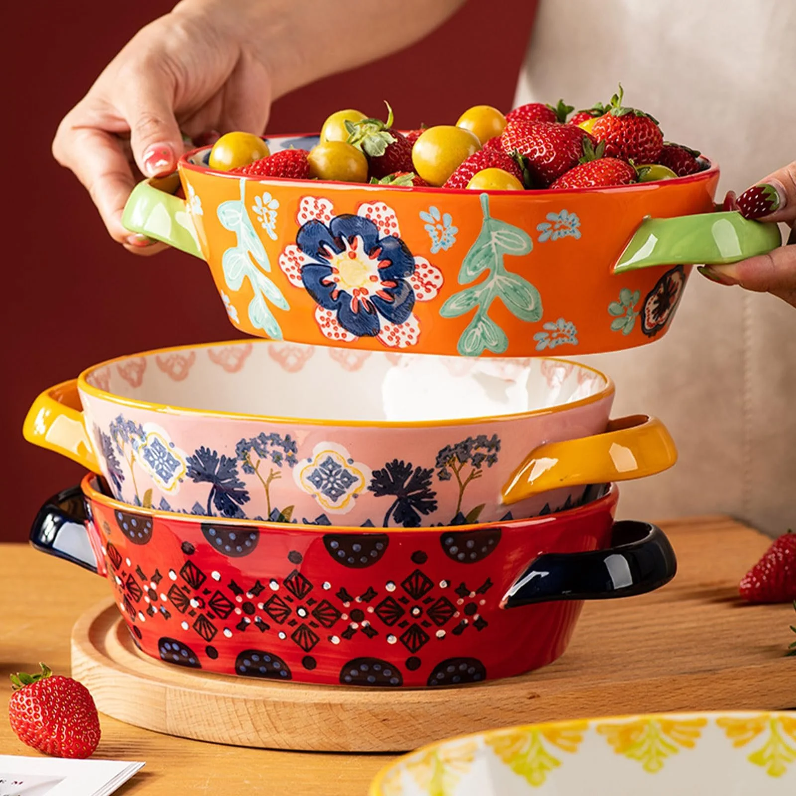 Форма для запекания керамическая 24 унции Розовая, фото №5