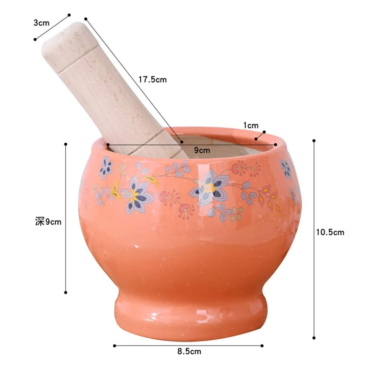 Набір ступки і товкачика, керамічний Міцна, довговічна, легко миється миска для змішування, фото №2