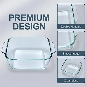 Набор форм для запекания 2 шт 5 дюймов стеклянные квадратные с ручками Прозрачные synthetic.ua - Фото 1