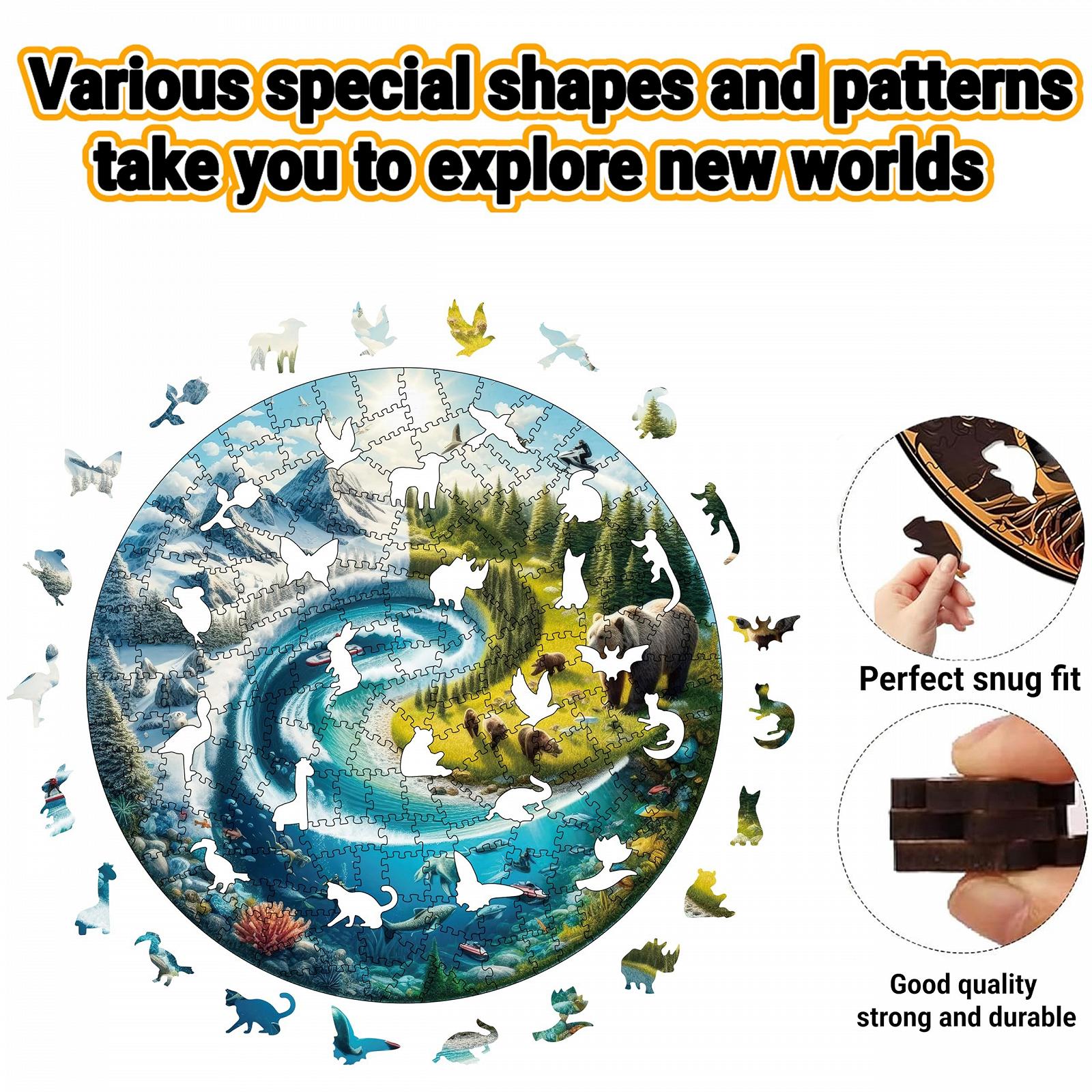 Деревянный пазл 200 деталей Уникальные формы животных, фото №3