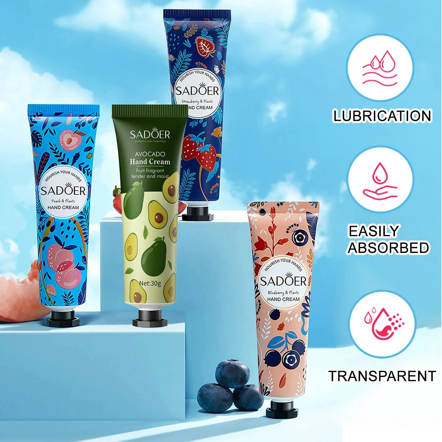 Крем для рук Набор Мини кремы для рук 10 x 30 г Фруктовый экстракт Ароматизированный крем для рук Увлажняющий крем для рук для шероховатой, поврежденной кожи, Нежный крем для ухода за сухими руками, Идеальный подарок для мужчин и женщин, фото №4