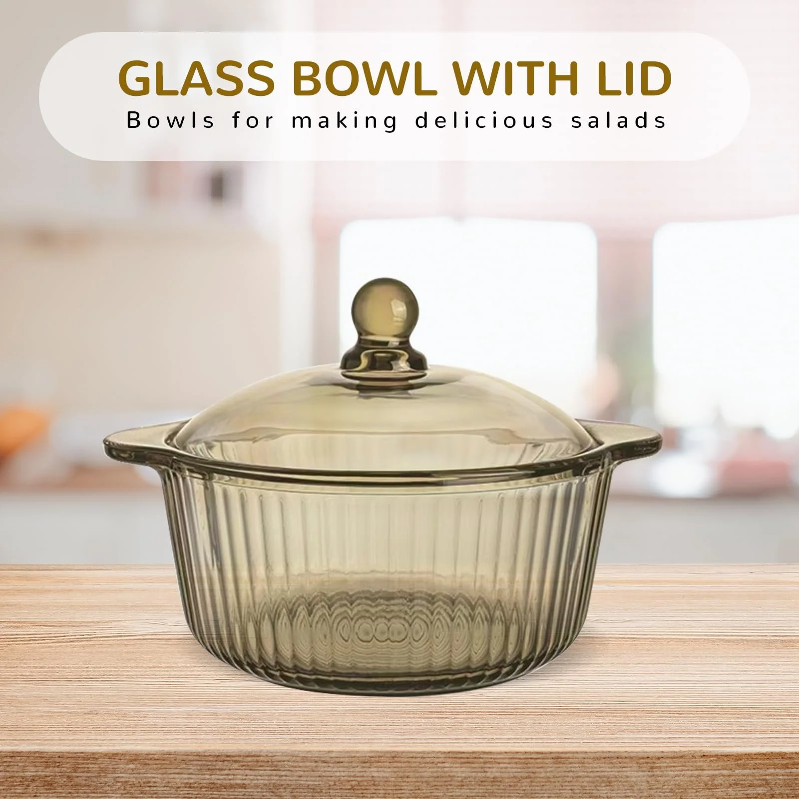 Форма для запекания круглая стеклянная с крышкой 17 x 17 x 12,5 см Бирюзовый, фото №2