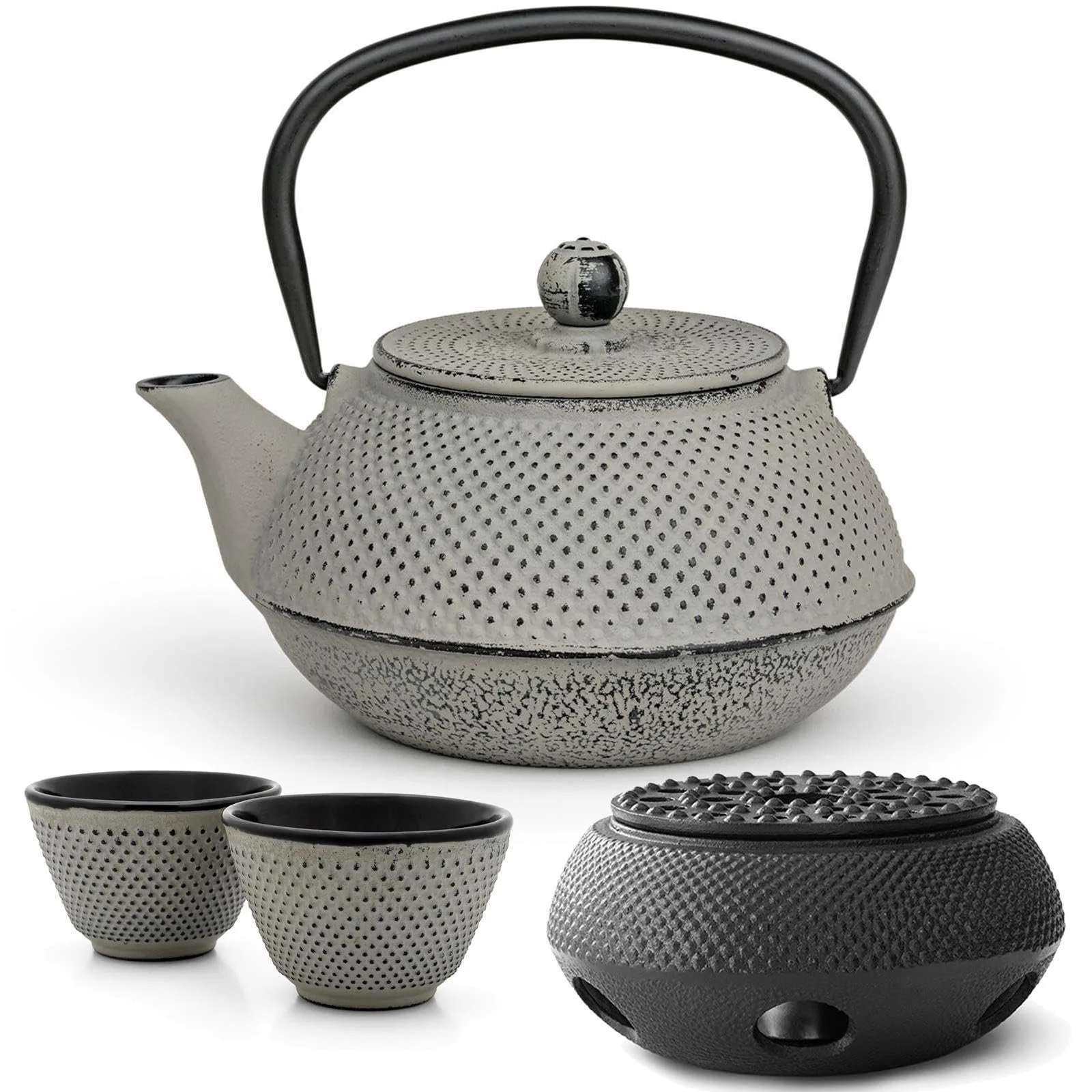 Чайник-заварник Bredemeijer Asia Чавунний 0.8 літра Сірий (з Підігрівачем та 2 Чашками), фото №1