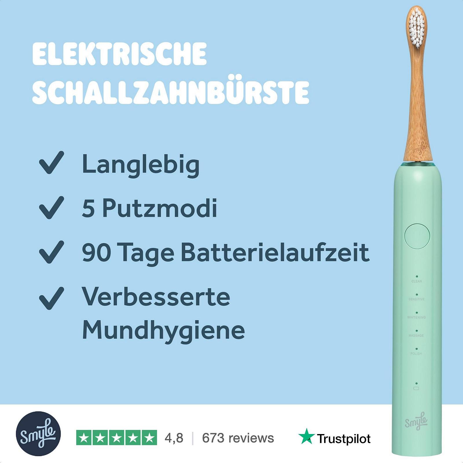 Електрична звукова зубна щітка Smyle Сенсор 5 режимів Таймер М’ятно-зелена, фото №2
