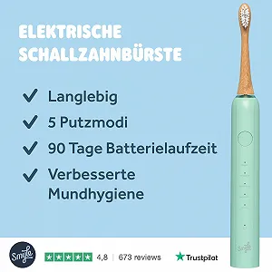 Електрична звукова зубна щітка Smyle Сенсор 5 режимів Таймер М’ятно-зелена synthetic.ua - Фото 1