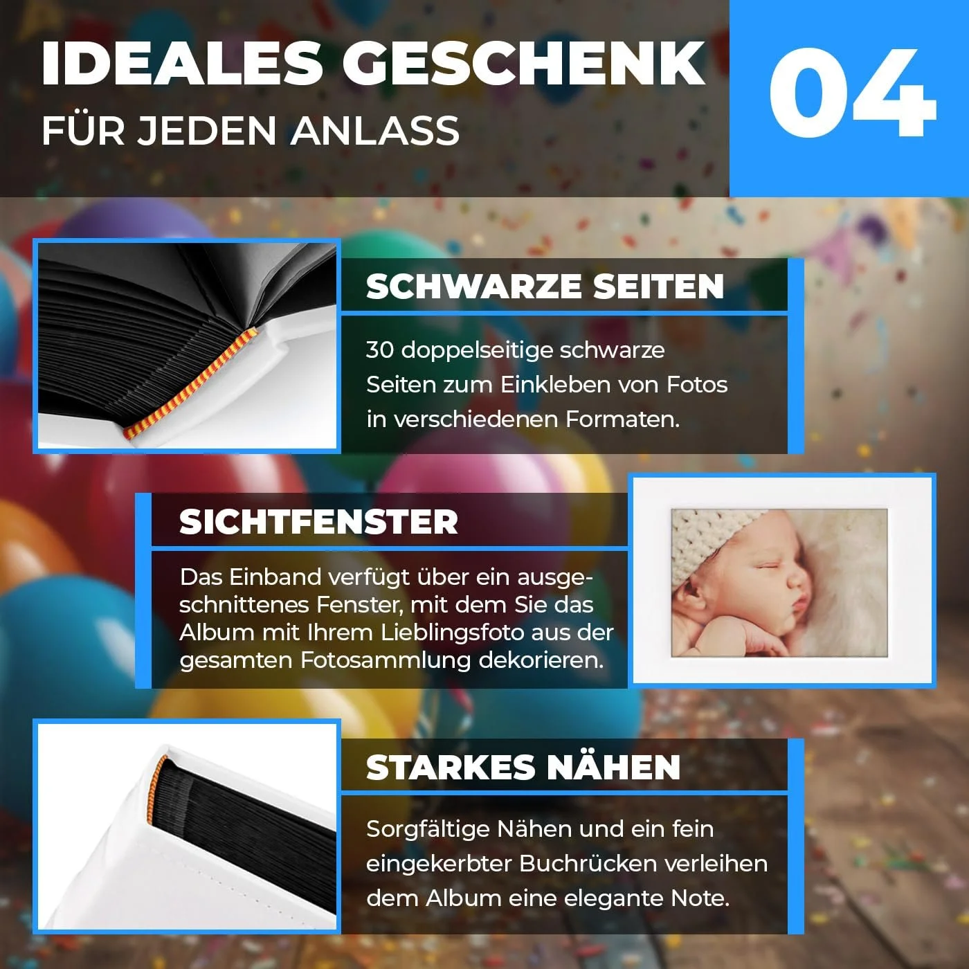 Фотоальбом Murrano для DIY + с принтом - на 240 фотографий 10 x 15 - 60 черных страниц - размер 33 x 30 см - Белый, фото №5 Фотоальбом Murrano для DIY + с принтом - на 240 фотографий 10 x 15 - 60 черных страниц - размер 33 x 30 см - Белый, фото №5