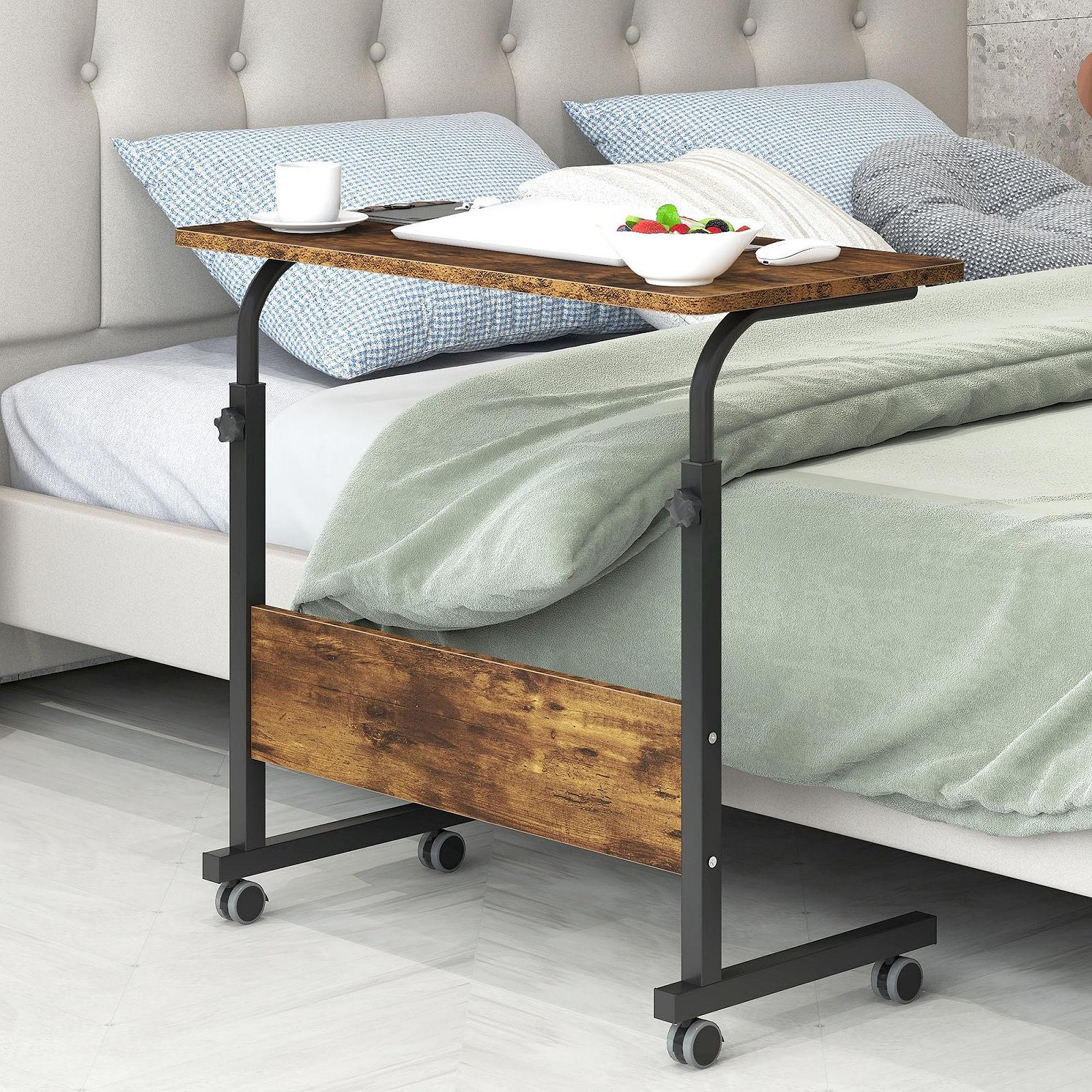 Столик для ноутбука Soges, приставной столик на колесиках, регулируемый по высоте столик для ПК, столик для ноутбука, подставка для ноутбука, столик для ухода за кроватью и диваном, 80 x 40 см, фото №4