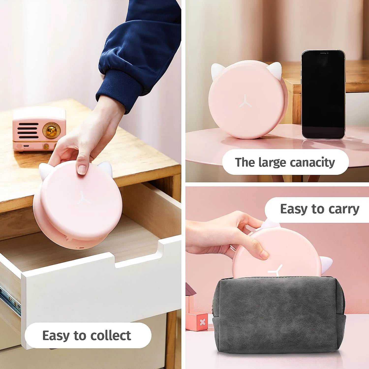 Настільна лампа One Fire Kawaii LED 3600 мАг Складана Рожева, фото №6