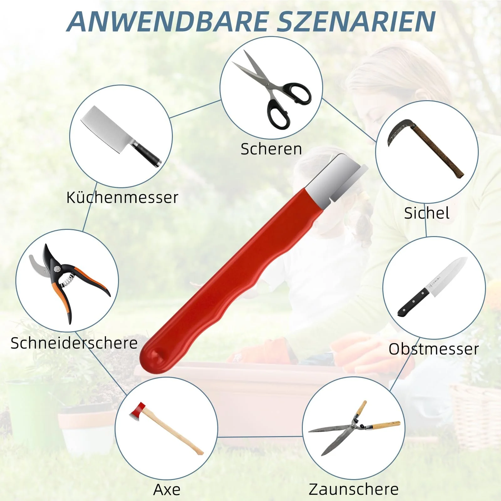 Набір точил 4 Pieces Garden Tool Sharpener для ножів, сокир та секаторів, фото №6