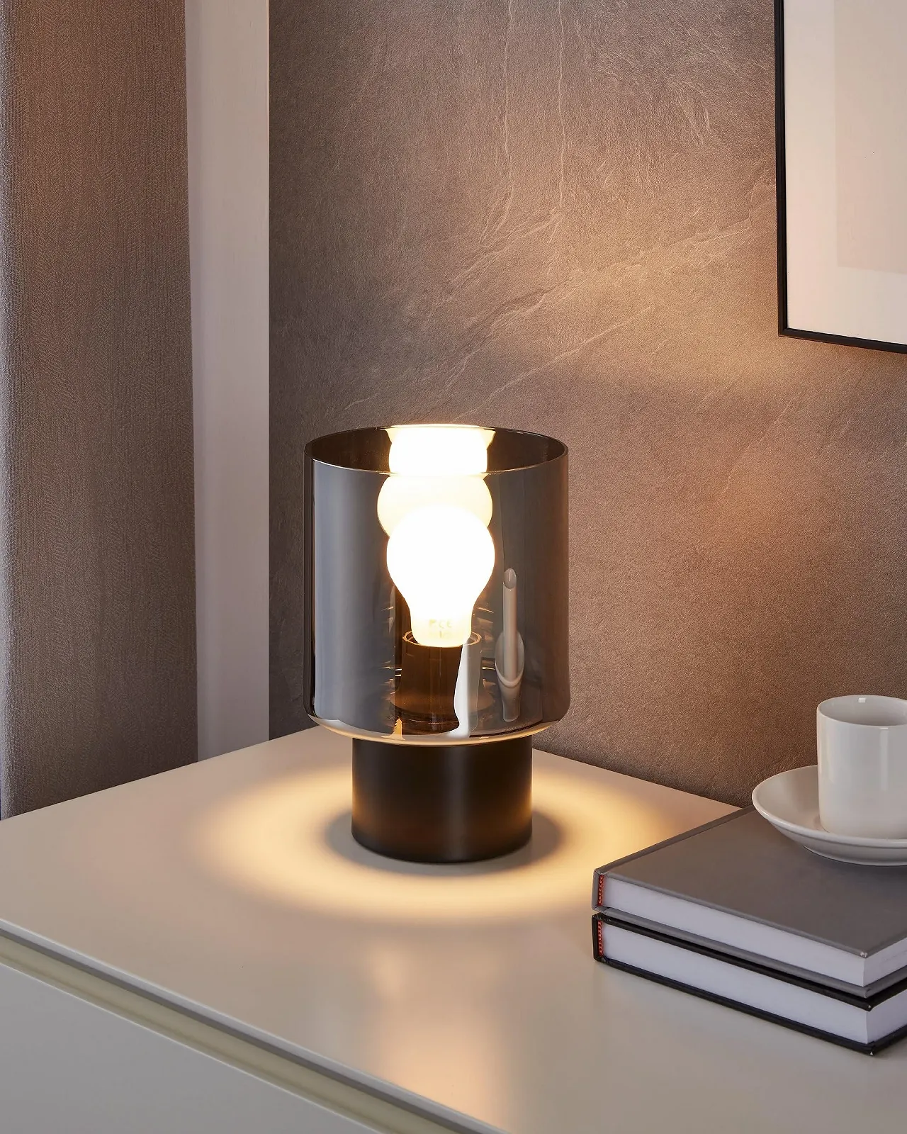 Настольная лампа EGLO Gorosiba дымчатое стекло E27 22 см черная, фото №2