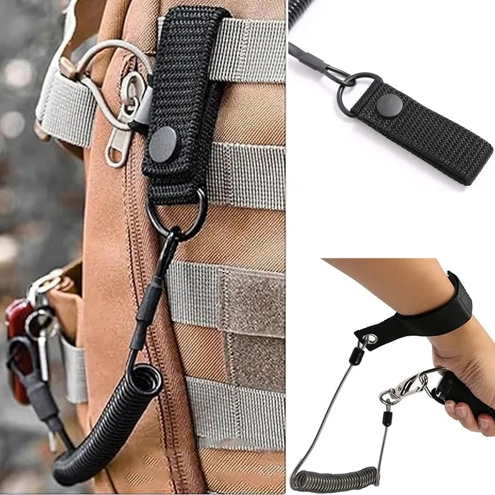 Тактичний спіральний брелок Paracord (2 шт.) чорний, фото №4