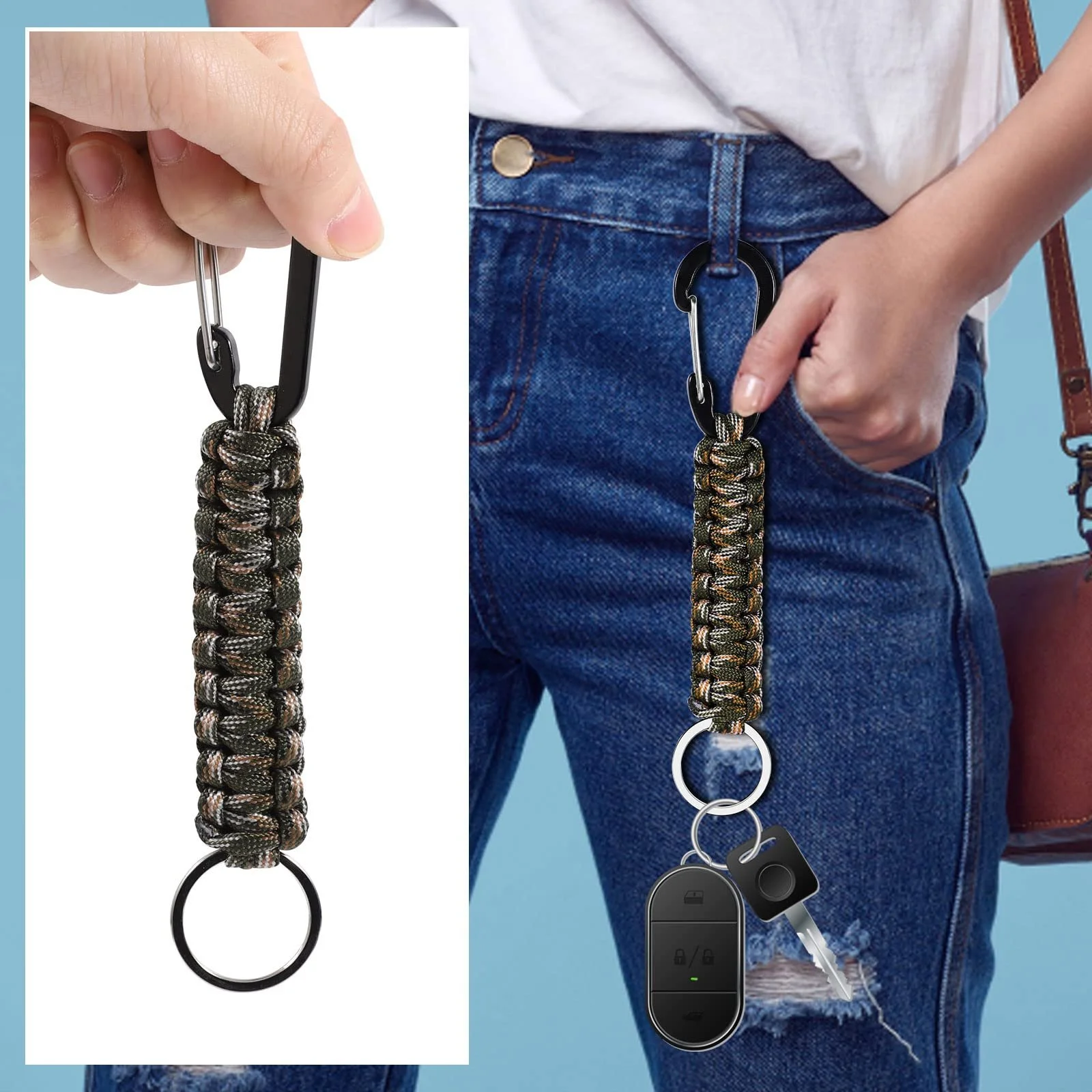 Брелок Paracord XREE 3 шт. Чорний, помаранчевий та камуфляжний, фото №4