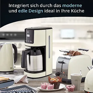 Кофеварка фильтровальная KHG TKA-182 (CE) 1,5 л 12 чашек LCD дисплей Кремовый/Черный/Серебристый synthetic.ua - Фото 1