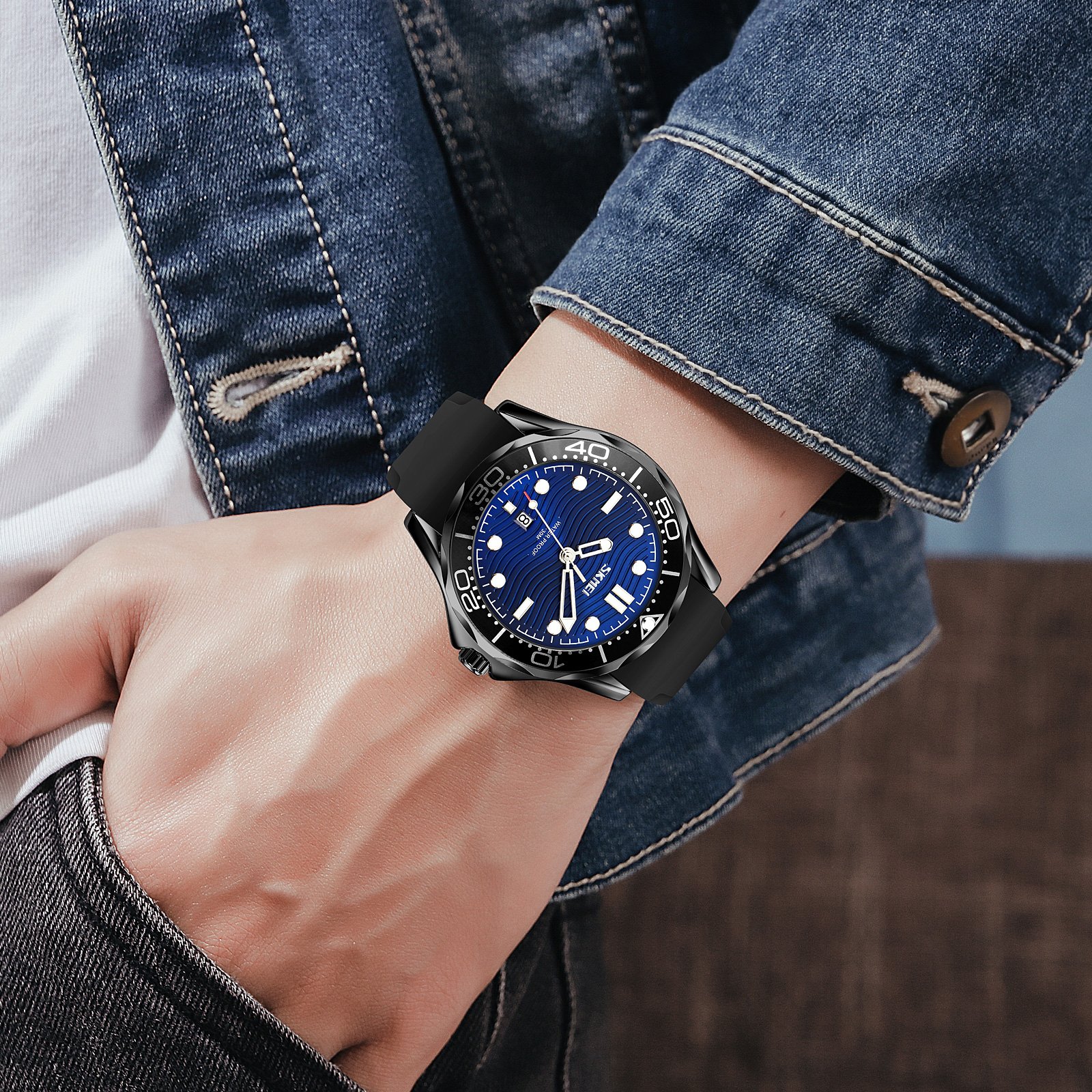 Годинник Skmei 9276 Black-Blue Силіконовий Ремінець, фото №3