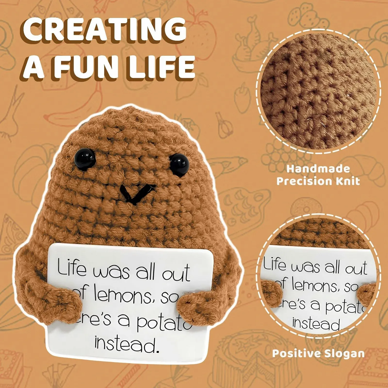 Фигурка Ficlwigkis Positive Potato Mini Gifts Positive Potato Gift для друга Карманное объятие Положительный картофель Подарок на день рождения Уходный подарок для коллег (B), фото №3