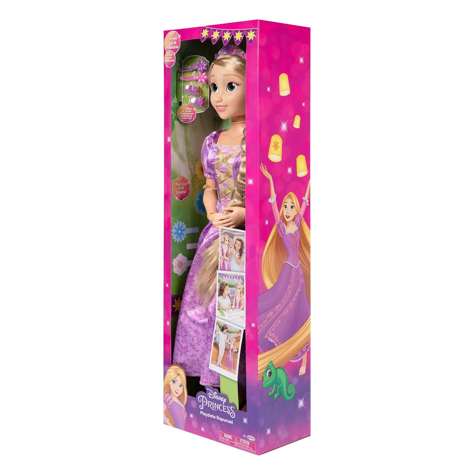 Лялька Disney Princess Рапунцель, 81 см, рухома лялька My Size Articulated у фіолетовій сукні, з гребінцем для розчісування довгого золотого волосся, квітковою гірляндою, пов'язкою на голову та шпильками, фото №8