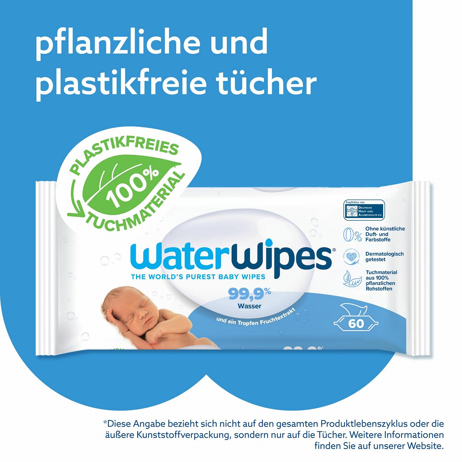 Салфетки детские WaterWipes Original, 360 штук (6 упаковок), на 99.9% на водной основе, без запаха, для чувствительной кожи, фото №5
