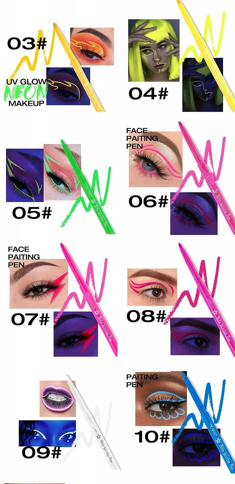 Підводка для очей 12 Colors UV Glow Neon Liquid Eyeliner, фото №5 Підводка для очей 12 Colors UV Glow Neon Liquid Eyeliner, фото №5