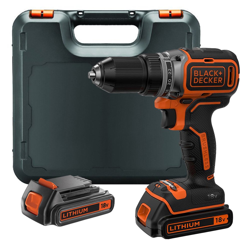 Дриль-шурупокрут Black & Decker BL186K1B2 Бездротовий 18 В Безщітковий 2 x Акумулятори 2 А·год Чохол, фото №1 Дриль-шурупокрут Black & Decker BL186K1B2 Бездротовий 18 В Безщітковий 2 x Акумулятори 2 А·год Чохол, фото №1
