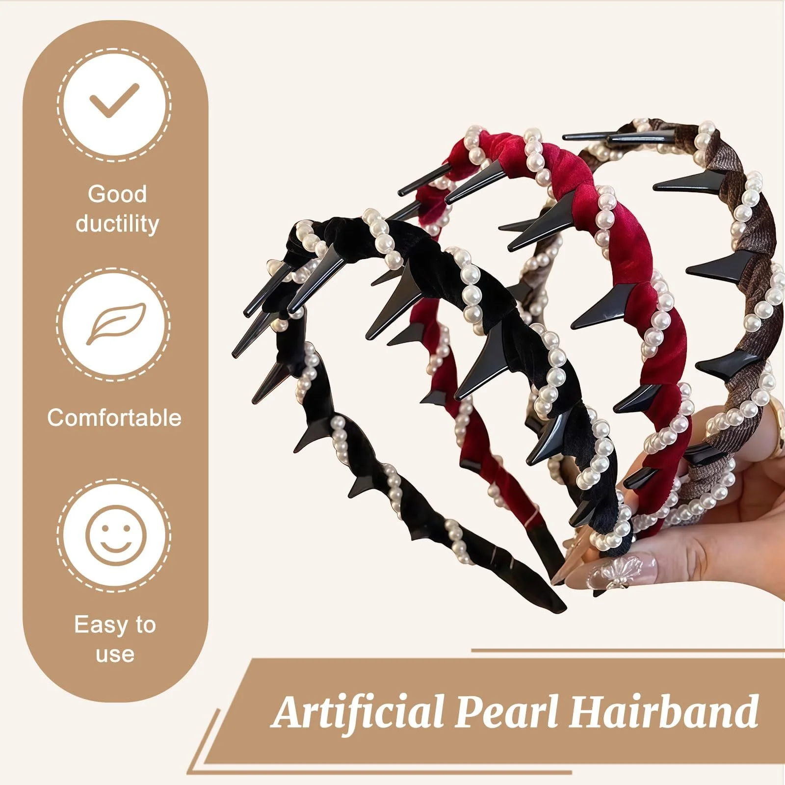 Жіночий обруч Зигзаг з перлинами, фото №3