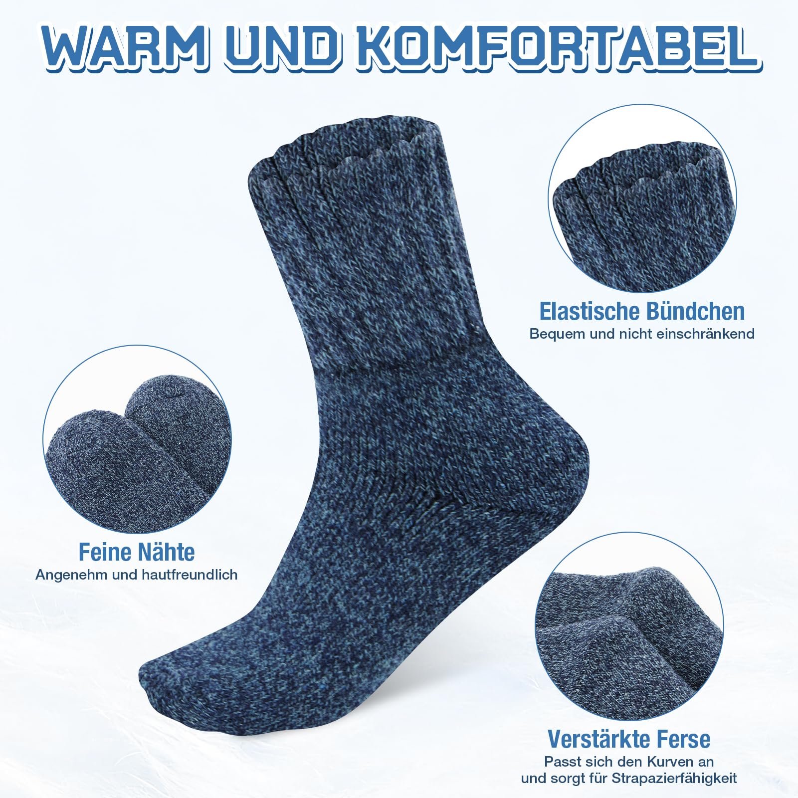 Термоноски Женские 4 пары, 35-39, Теплые Носки, Зимние Женские Носки, Мягкие и Удобные Шерстяные Носки, Толстые Носки, Вязаные Носки, Дышащие, для Дома, Спорта и Работы, фото №3