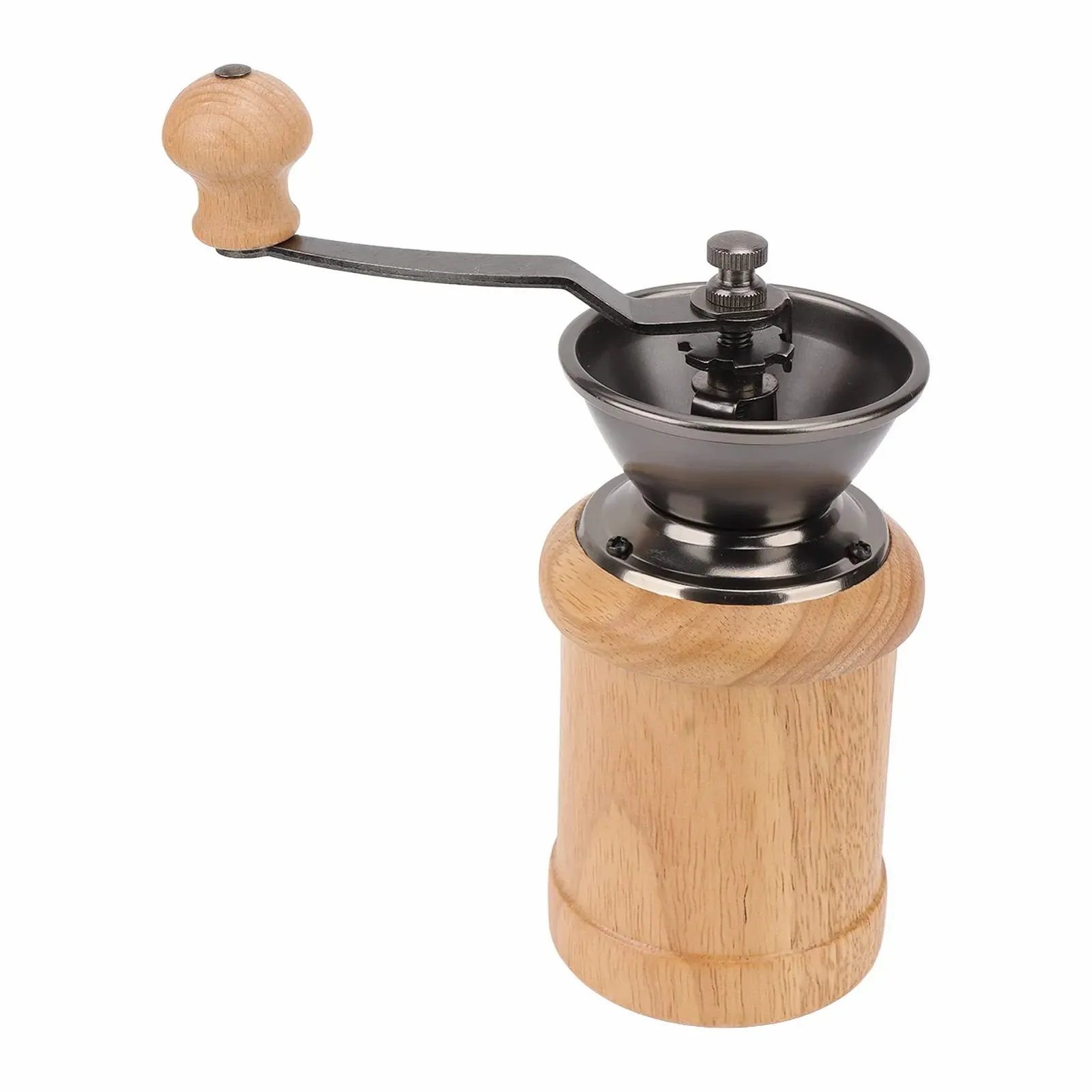 Ручная кофемолка Eiche Edelstahl Retro, эргономичная ручка, портативная, коническая, светлое дерево, фото №5