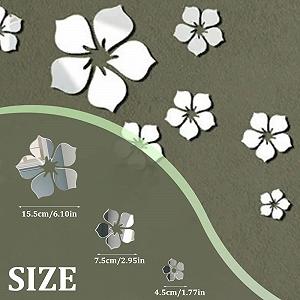 Наклейки на стену зеркальные 18 штук Акриловые цветы Серебристые synthetic.ua - Фото 1