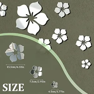 Наклейки на стену зеркальные 18 штук Акриловые цветы Серебристые synthetic.ua - Фото 1