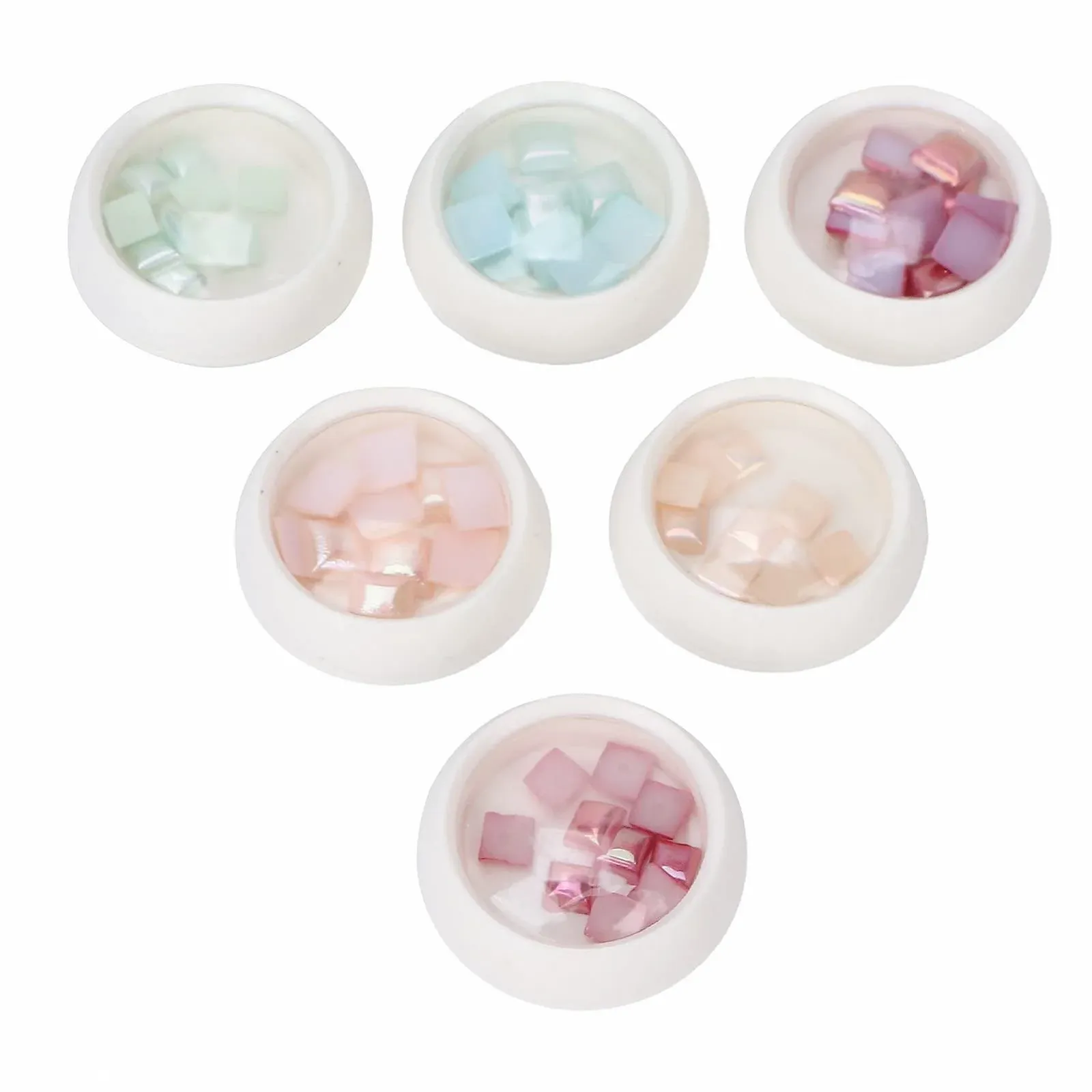 Блестки Квадратные для ногтей, Набор голографических блесток для ногтей, 6 цветов 3D Прямоугольные блестки-хлопья с коробкой, фото №4