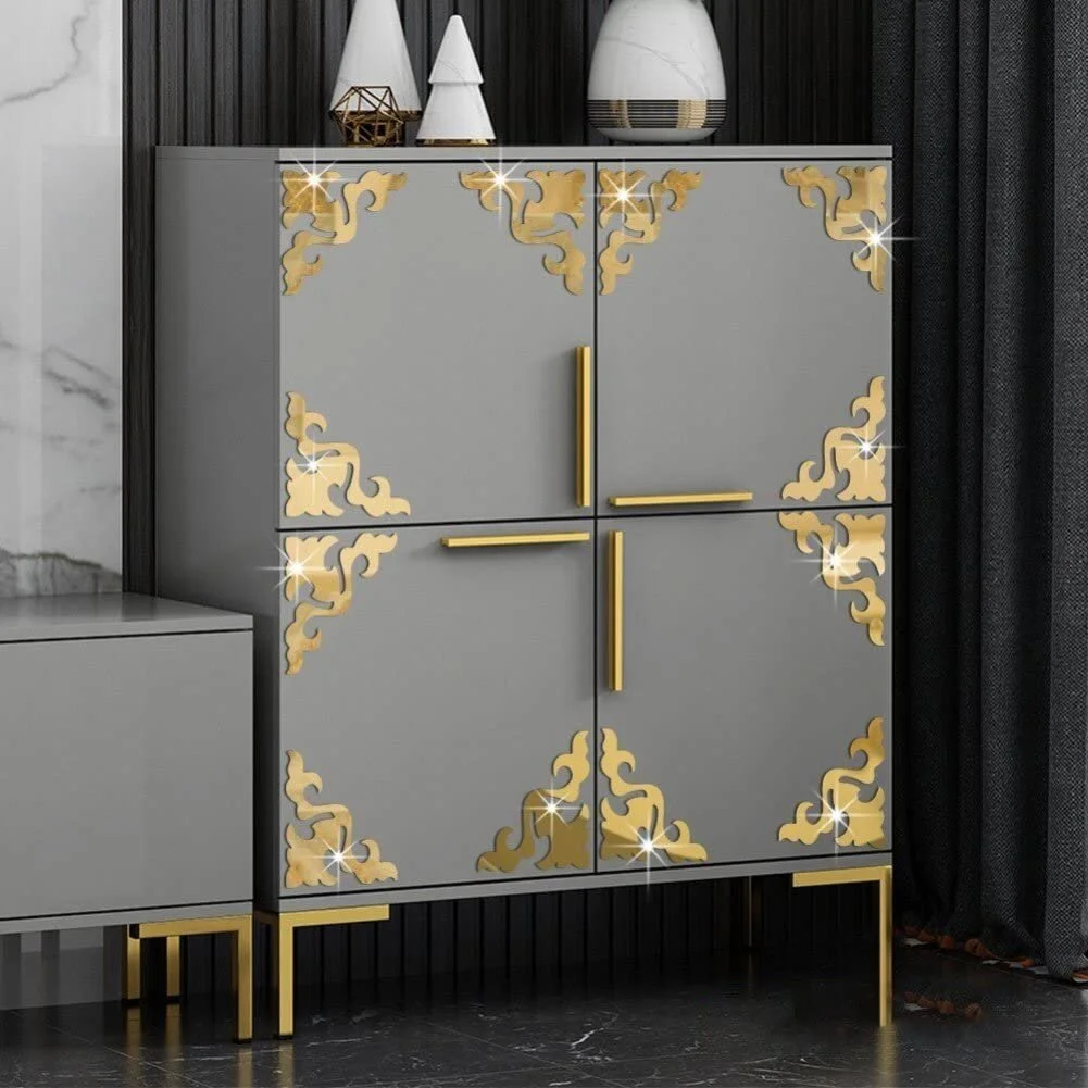 Наклейки на стіну Hrippy Furniture 3D Mirror 4 штуки Геометричний візерунок Золотистий/Сріблястий, фото №2 Наклейки на стіну Hrippy Furniture 3D Mirror 4 штуки Геометричний візерунок Золотистий/Сріблястий, фото №2