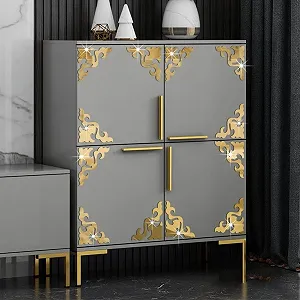 Наклейки на стіну Hrippy Furniture 3D Mirror 4 штуки Геометричний візерунок Золотистий/Сріблястий synthetic.ua - Фото 1